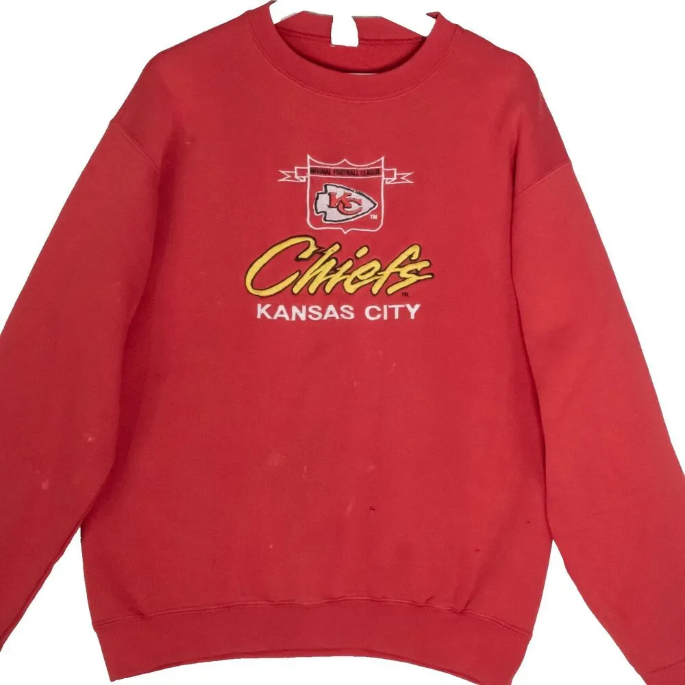 Vintage Competitor Kansas City Chiefs Sweatshirt Embroidered Logo 90's Thrashed